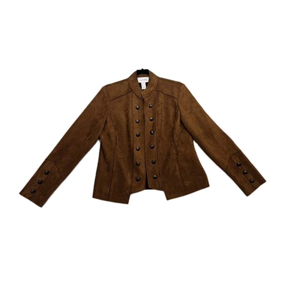 Joseph Ribkoff Womans Jacket Sz 10 M Blazer Faux SUEDE Leather Military Spring